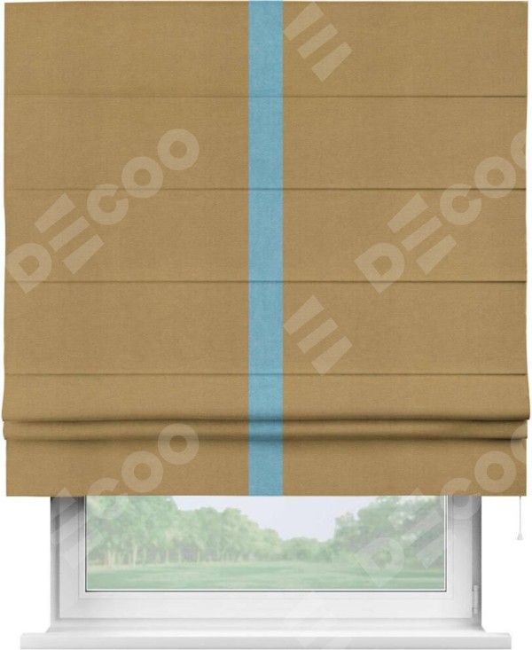 Римская штора «Кортин» с кантом Хайвэй, для проема, ткань вельвет горчица