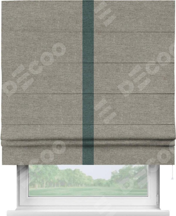 Римская штора «Кортин» с кантом Хайвэй, для проема, ткань стиф димаут серо-коричневый