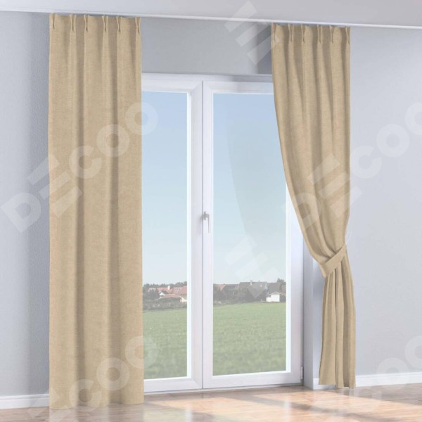 Комплект штор на тесьме «Кустик», лён кашемир цвет бежевый