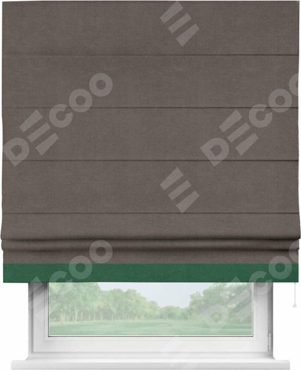 Римская штора «Кортин» с кантом Джестер, для проема, ткань вельвет коричневый