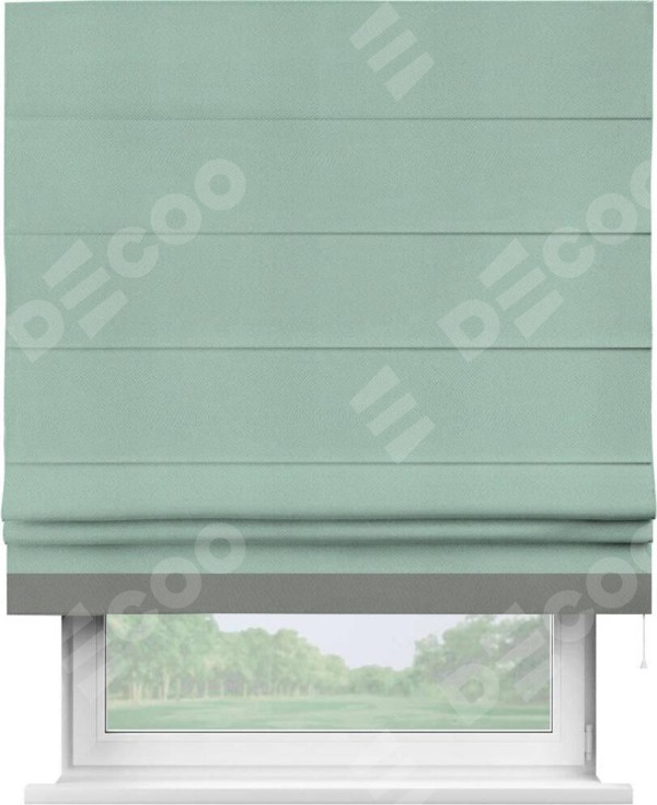 Римская штора «Кортин» с кантом Джестер, для проема, ткань блэкаут однотонный ментоловый