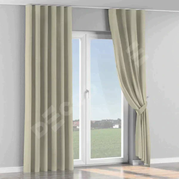 Комплект штор на тесьме «Волна», лён топлёное молоко