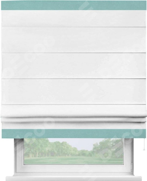 Римская штора «Кортин» с кантом Горизонт, для проема, ткань вельвет дымчато-белый