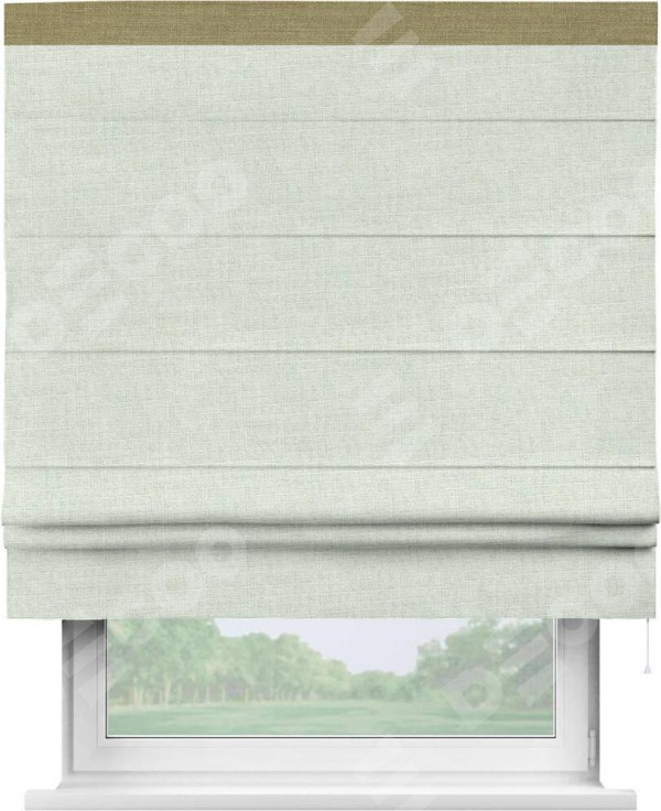 Римская штора «Кортин» для проёма, лён топлёное молоко, с кантом Кинг