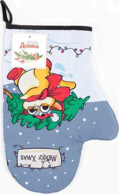 Варежка-прихватка "Merry Xmas" 20х28см,35% х/л,65% п/э,ватин 250г/м2