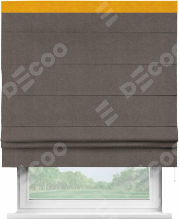 Римская штора «Кортин» с кантом Кинг, для проема, ткань вельвет коричневый