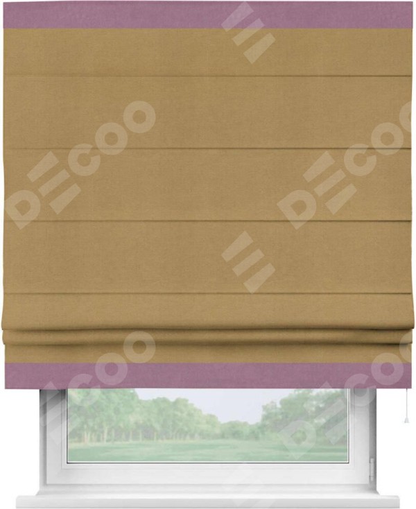 Римская штора «Кортин» с кантом Горизонт, для проема, ткань вельвет горчица