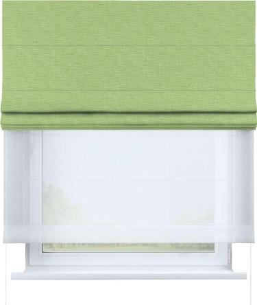 Римская штора «Кортин» день-ночь, ткань лён зелёный