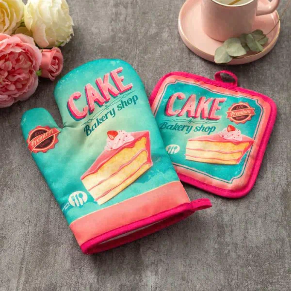 Кухонный набор «Доляна» Cake, прихватка 17х17 см, рукавица 26х16 см