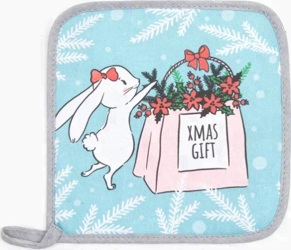 Прихватка «Xmas gift» 19х19 см, саржа, 100% х/л, ватин 250 г/м2