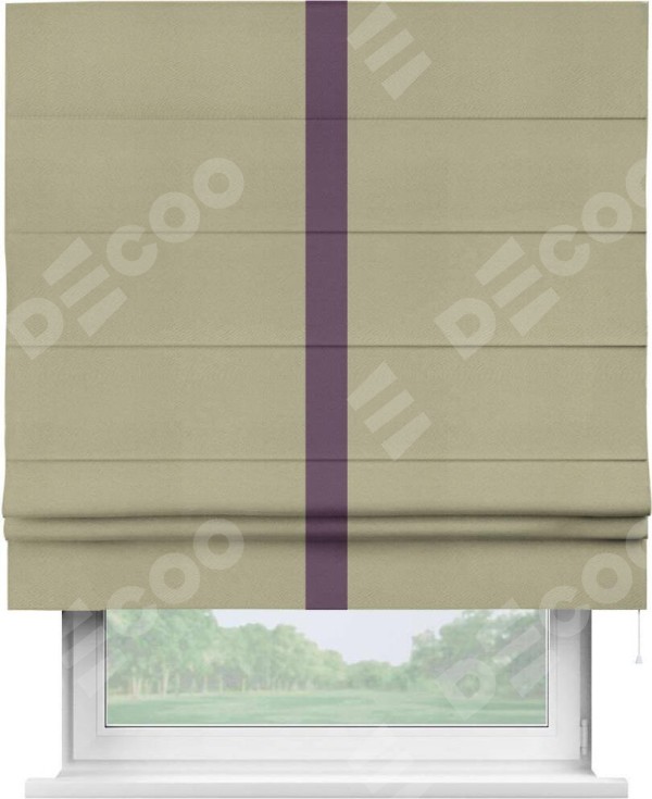 Римская штора «Кортин» с кантом Хайвэй, для проема, ткань блэкаут однотонный милано капучино