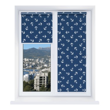 Рулонная штора Мини с принтом Морские якори