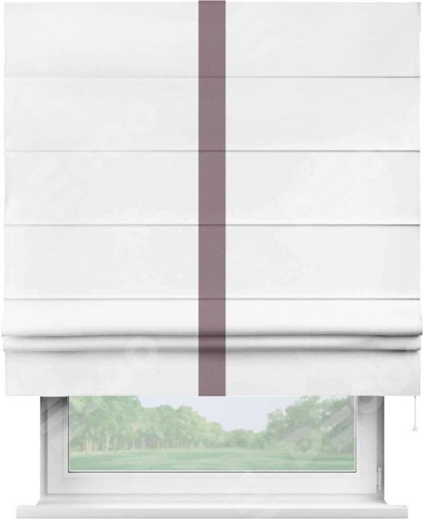 Римская штора «Кортин» с кантом Хайвэй, для проема, ткань однотонная белоснежная