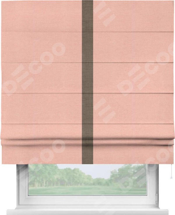 Римская штора «Кортин» с кантом Хайвэй, для проема, ткань лён розовый