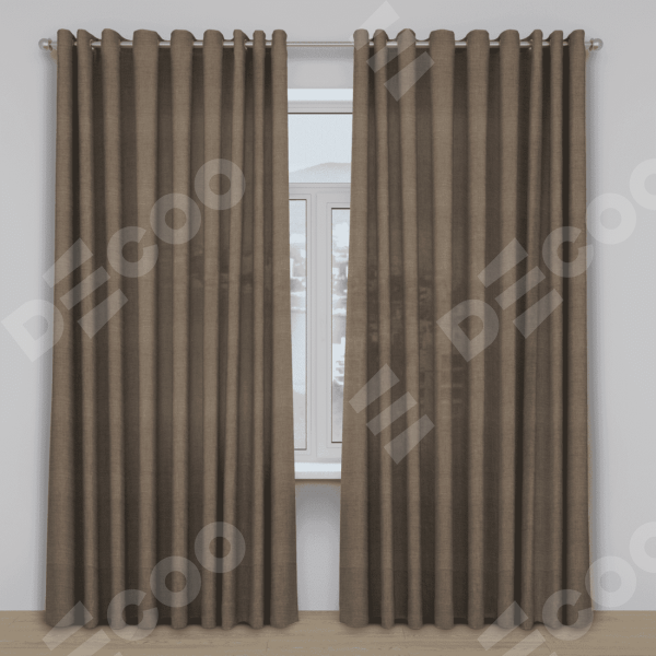 Шторы на люверсах ткань лён мокко