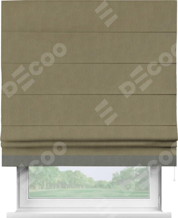 Римская штора «Кортин» с кантом Джестер, для проема, ткань блэкаут однотонный бежево-золотой