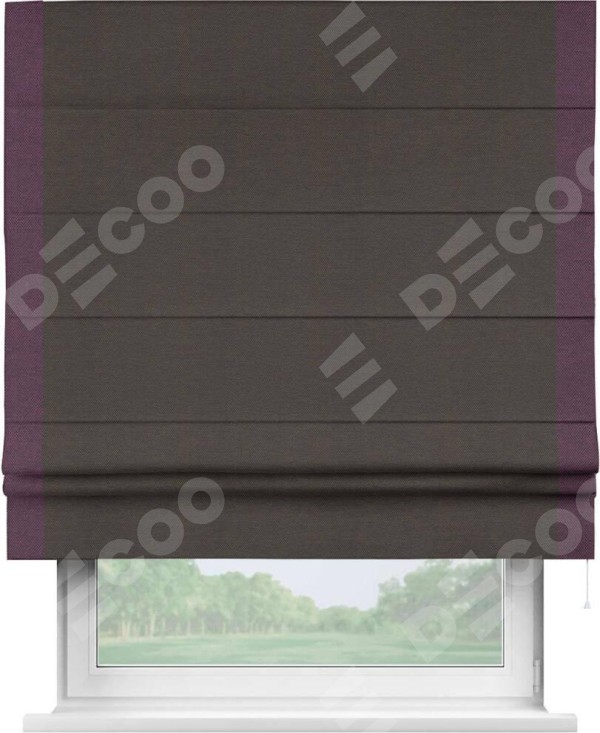 Римская штора «Кортин» с кантом Стрим Дуо, для проема, ткань лён димаут, венге