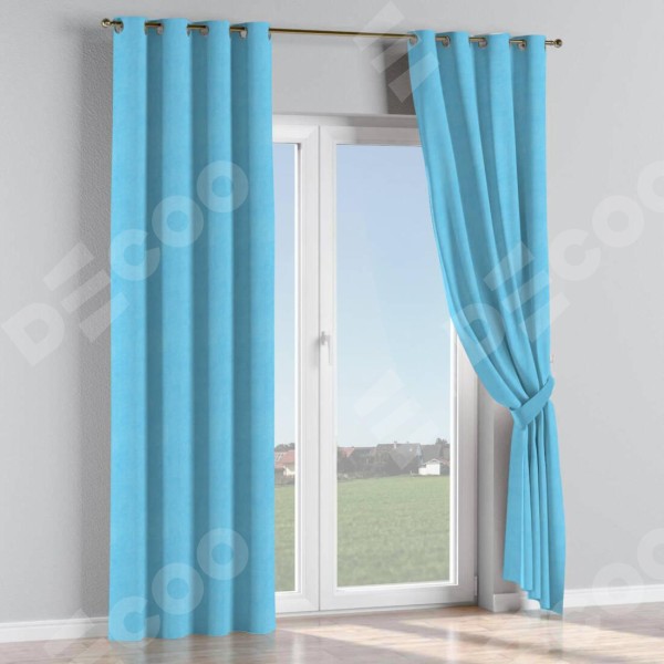Комплект штор на люверсах вельвет голубой
