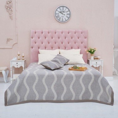 Покрывало хлопковое Этель «Волны» 200х240 см, цвет серый, 100% хлопок, 300гр/м2