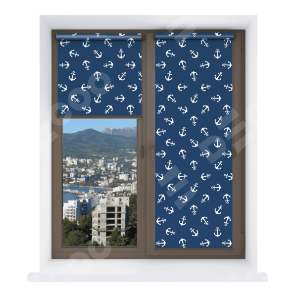 Рулонная штора Мини с принтом Морские якори