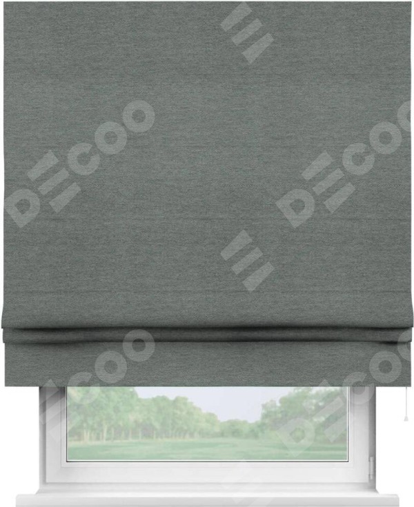 Римская штора «Кортин» для проема, ткань твид блэкаут, серый