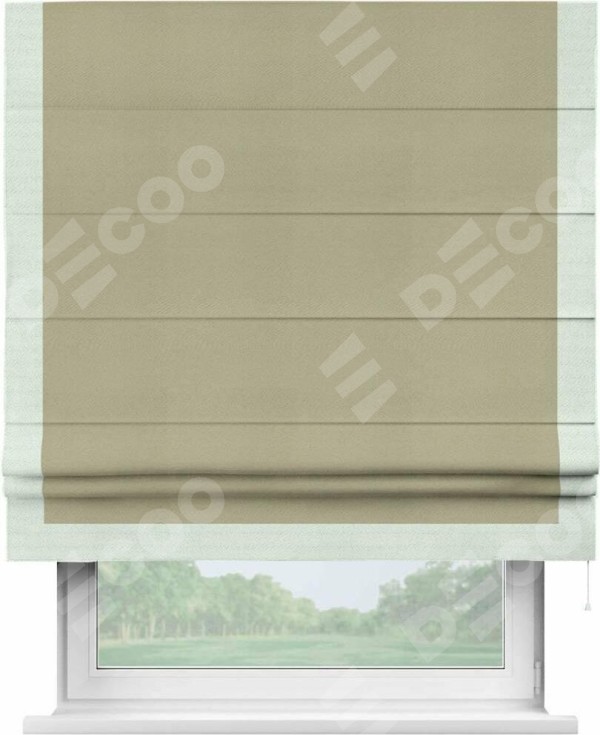 Римская штора «Кортин» с кантом Виктория, для проема, ткань блэкаут однотонный милано капучино