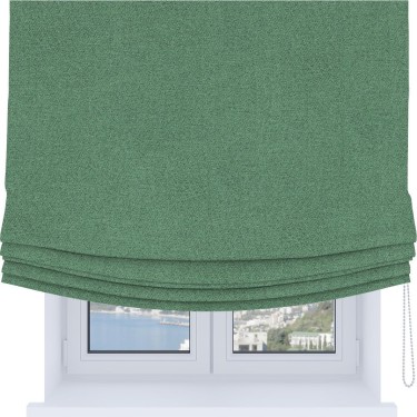 Римская штора Soft с мягкими складками, ткань лён блэкаут светло-бирюзовый