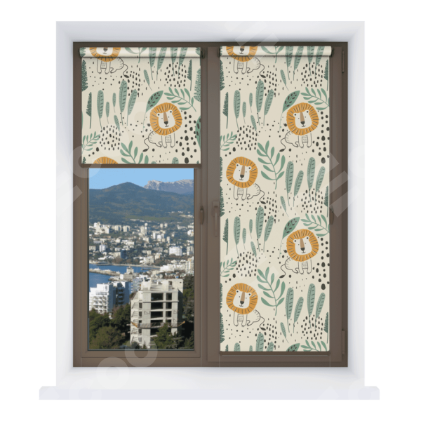 Рулонная штора Мини с принтом Лев из джунглей