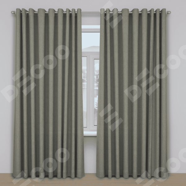 Шторы на люверсах ткань лён димаут, стальной