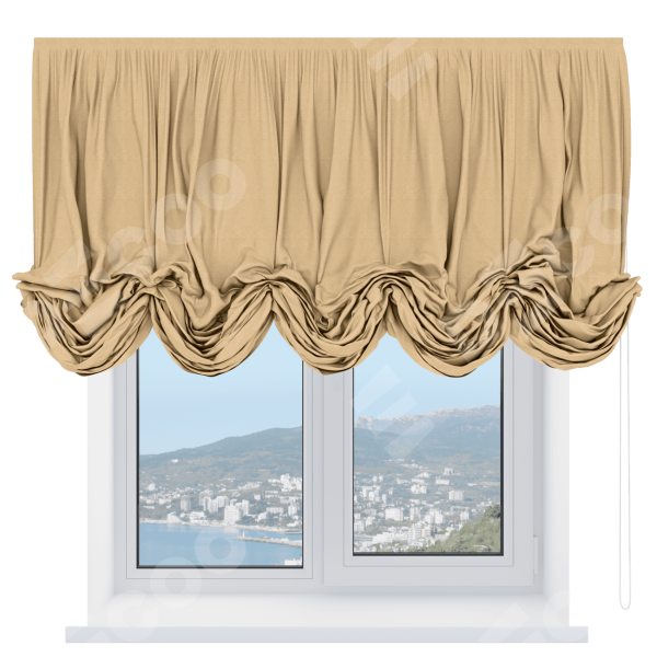 Австрийская штора «Кортин», ткань софт однотонный бежевый