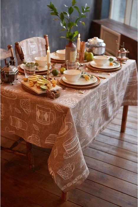 Скатерть "Доляна" Cup of tea 110х144 см, 100% хлопок, 164 г/м2