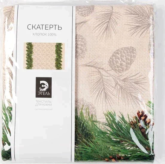 Скатерть "Этель" Еловые ветви 110х148 см, 100% хл, саржа 190 гр/м2