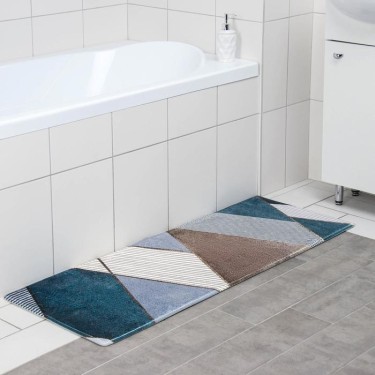 Коврик Доляна «Мелаж», 45×120 см, цвет сине-бежевый