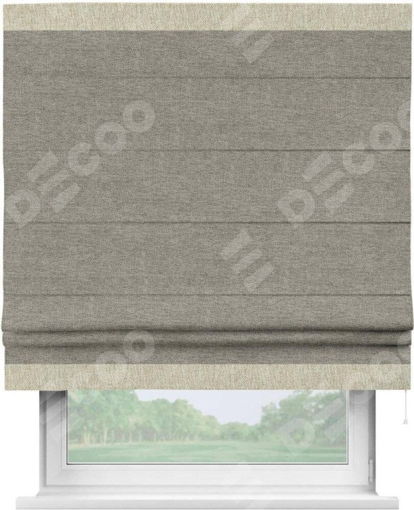 Римская штора «Кортин» с кантом Горизонт, для проема, ткань стиф димаут серо-коричневый