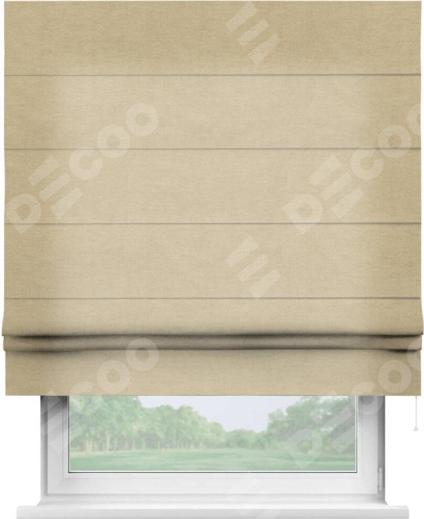 Римская штора «Кортин» для проема, ткань вельвет бежевый