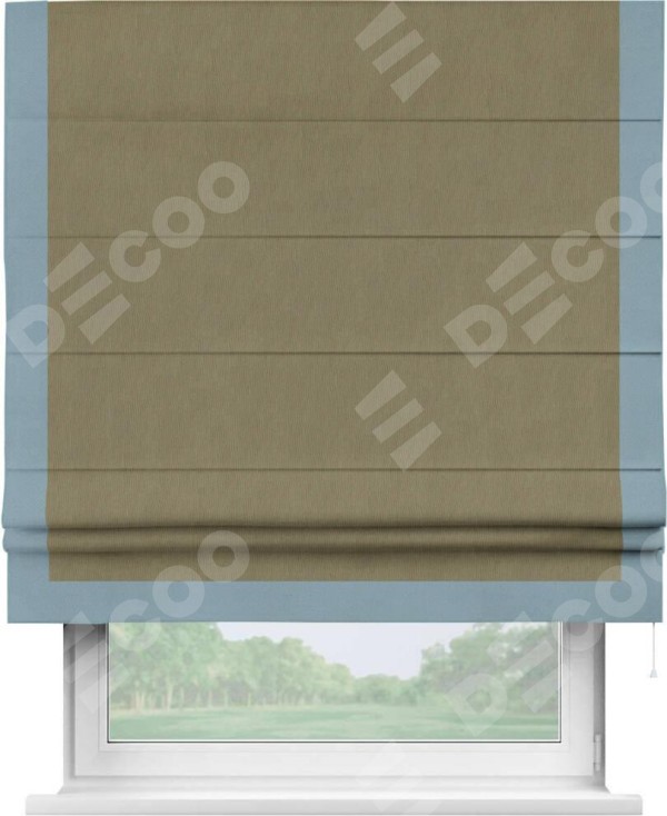 Римская штора «Кортин» с кантом Виктория, для проема, ткань блэкаут однотонный бежево-золотой