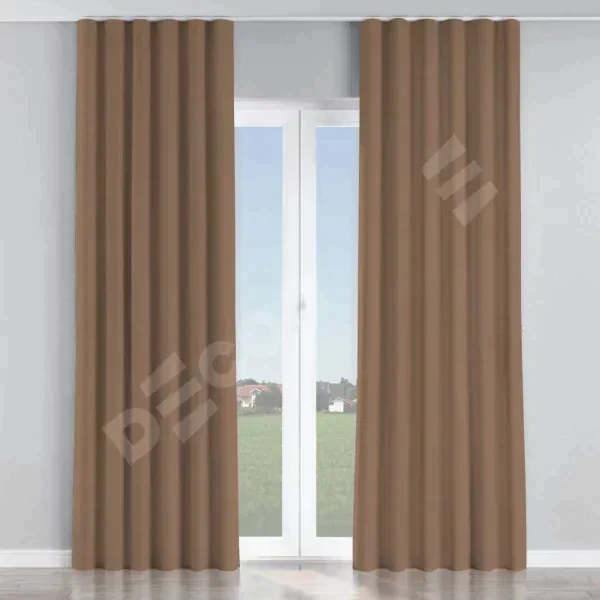 Комплект штор на тесьме «Волна», блэкаут однотонный коричневый