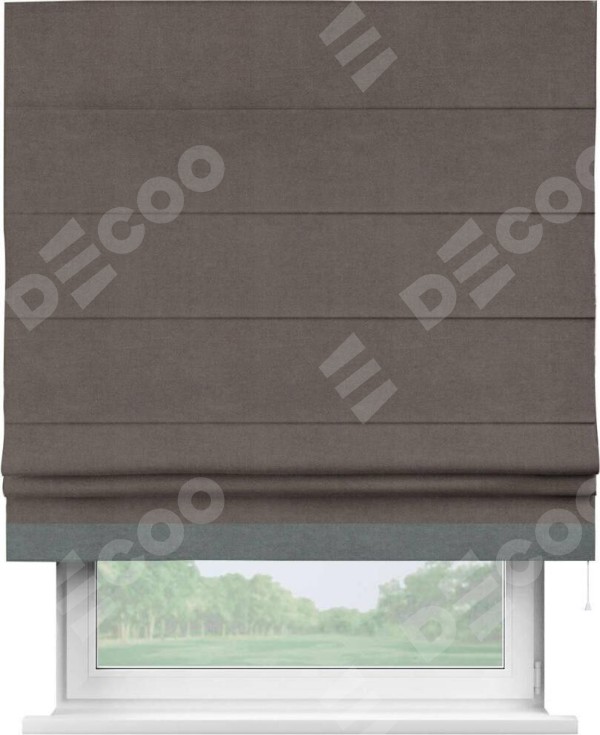 Римская штора «Кортин» с кантом Джестер, для проема, ткань вельвет коричневый