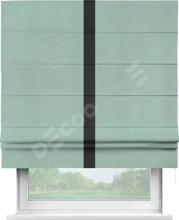 Римская штора «Кортин» с кантом Хайвэй, для проема, ткань блэкаут однотонный ментоловый