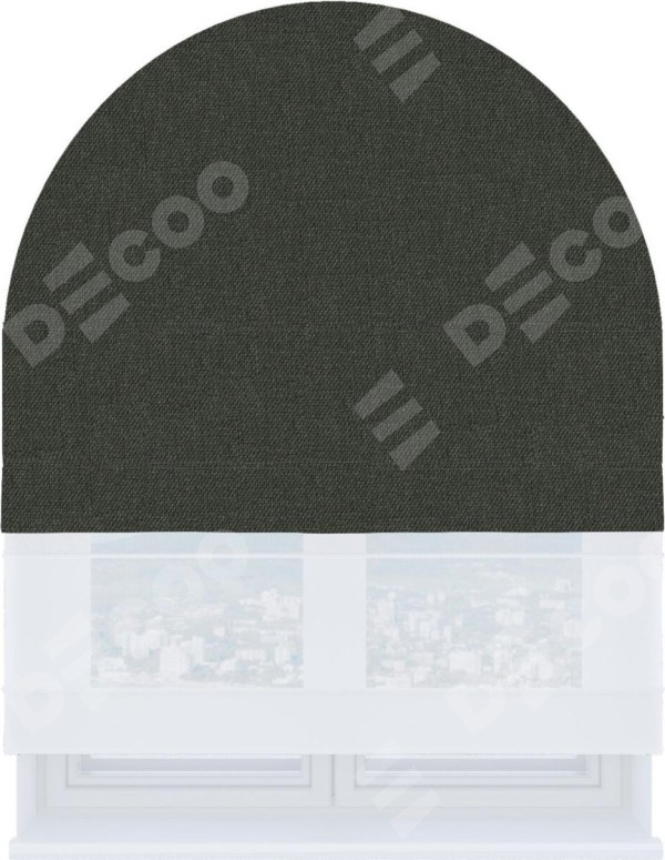 Римская штора «Кортин» день-ночь для арочного проёма, ткань лён димаут графитово-серый