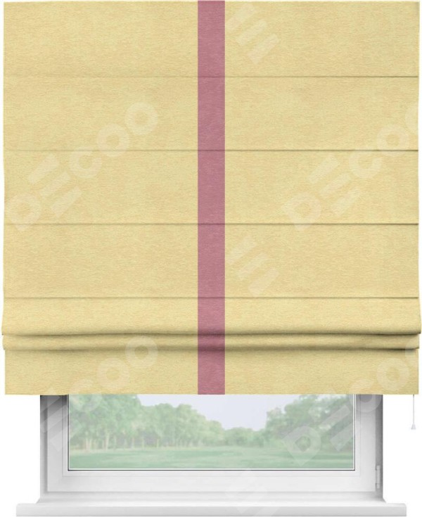 Римская штора «Кортин» с кантом Хайвэй, для проема, ткань софт однотонный золотой