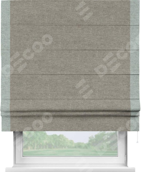 Римская штора «Кортин» с кантом Стрим Дуо, для проема, ткань стиф димаут серо-коричневый