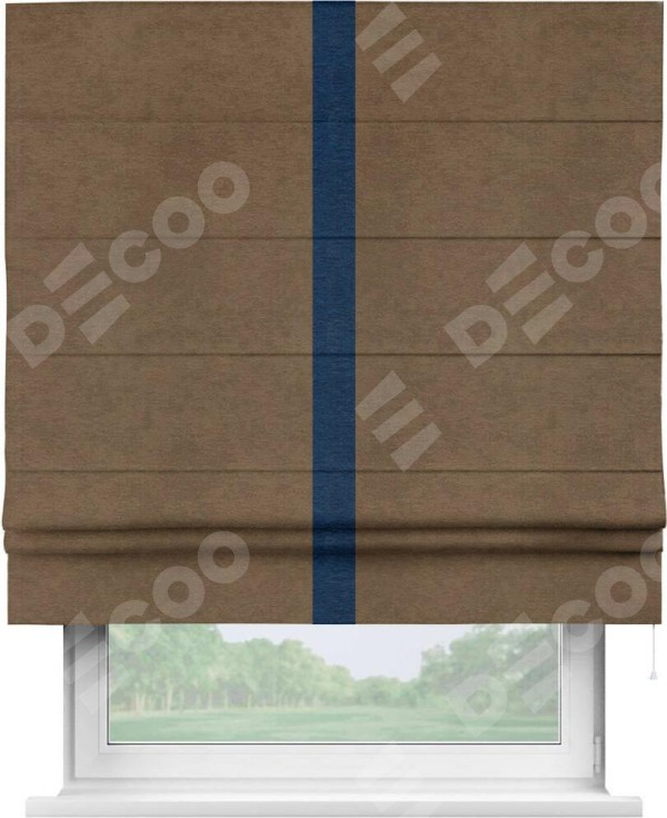 Римская штора «Кортин» с кантом Хайвэй, для проема, ткань софт однотонный бронзовый