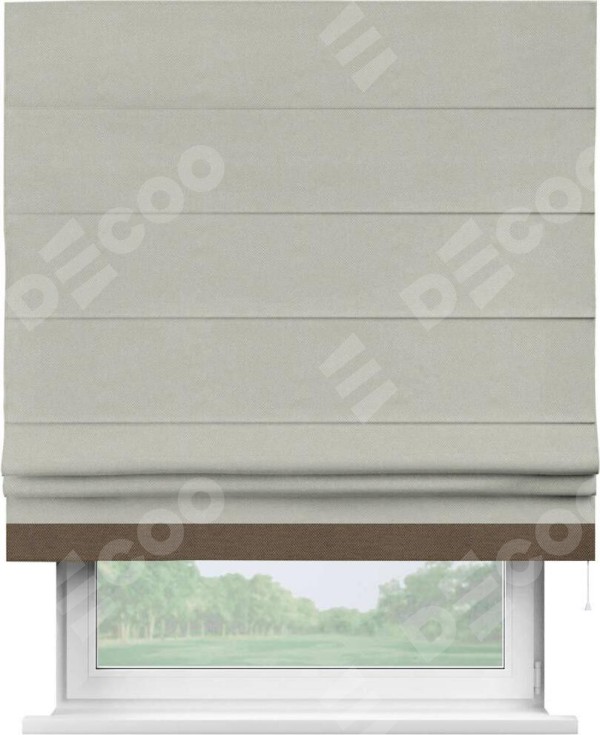 Римская штора «Кортин» с кантом Джестер, для проема, ткань лён димаут, светло-серый