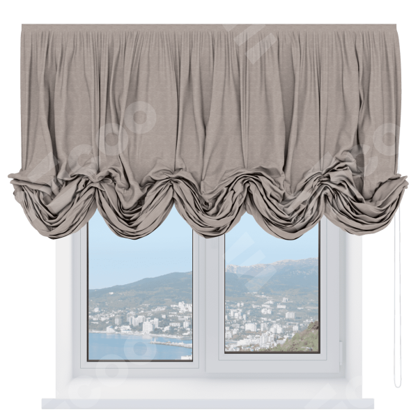 Австрийская штора «Кортин», ткань софт однотонный тёмно-бежевый