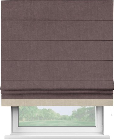 Римская штора «Кортин» для проема, канвас махагон, с кантом Джестер