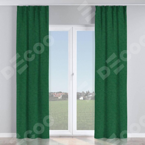 Комплект штор на тесьме «Кустик», лён серо-зелёный