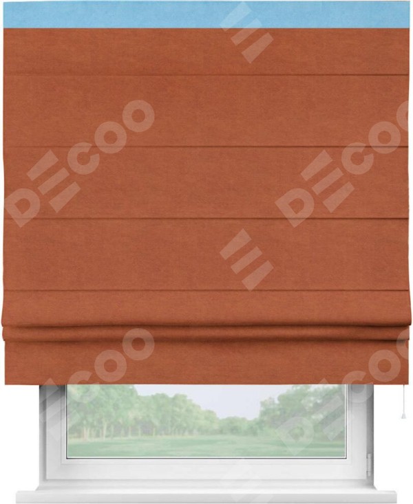 Римская штора «Кортин» с кантом Кинг, для проема, ткань вельвет терракотовый