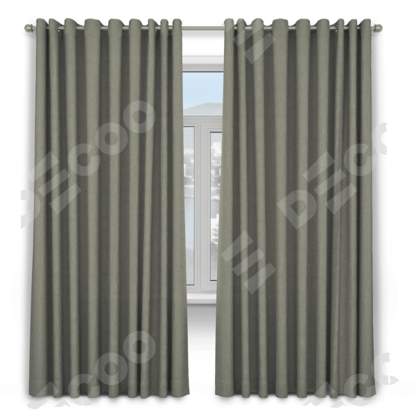 Шторы на люверсах ткань лён димаут, стальной