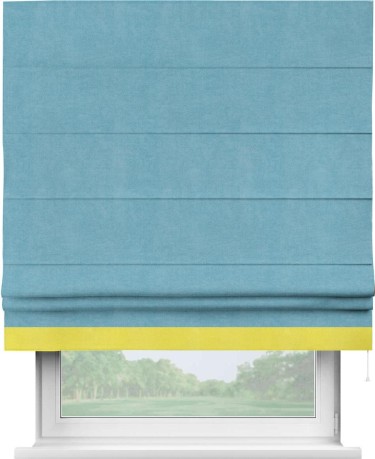 Римская штора «Кортин» с кантом Джестер, для проема, ткань вельвет ментоловый